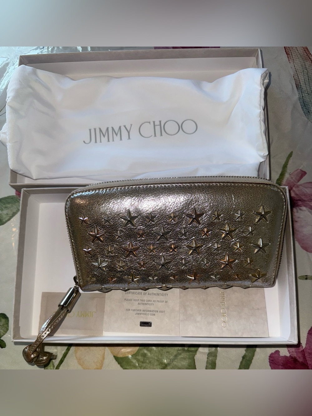 Jimmy Choo Metallic Star-Embellished Wallet- Silver Color / Silver-tone hardware - Picture 2 of 16
